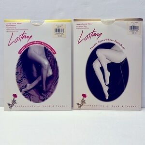 2 Pairs of Lortay Luxury Lycra Sheer Pantyhose Size B NOS